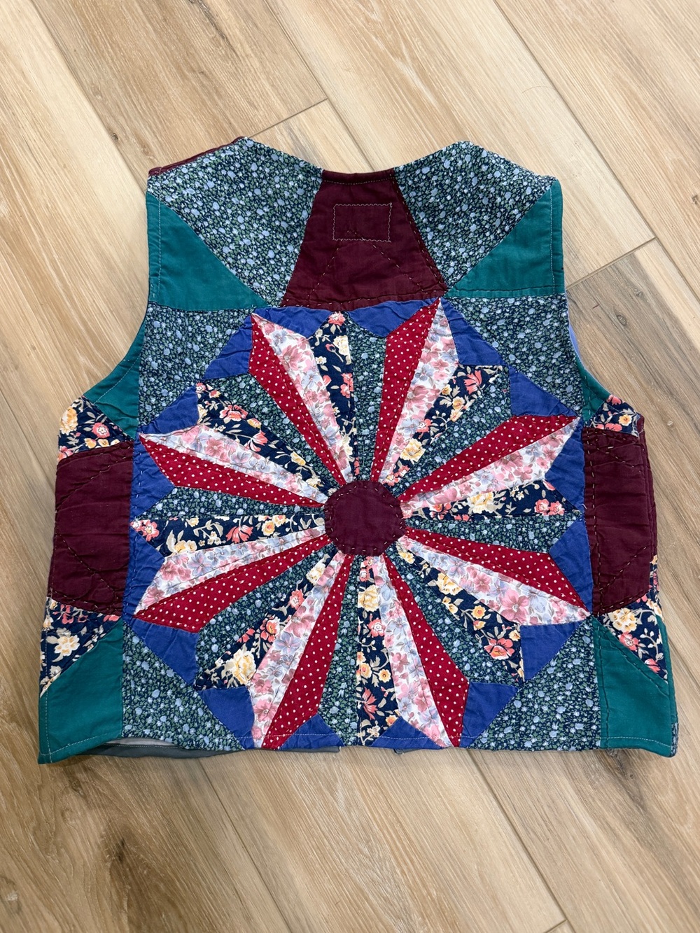 Handmade vintage multicolored quilt vest